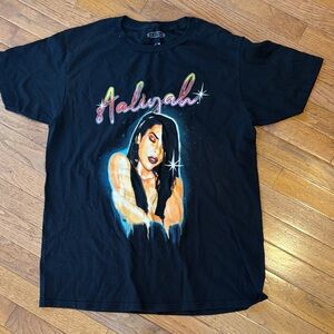 Vintage Black Graphic T-Shirt with Aaliyah Design